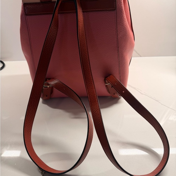 New Coach Pink and Tan Leather Backpack - Picture 5 of 7